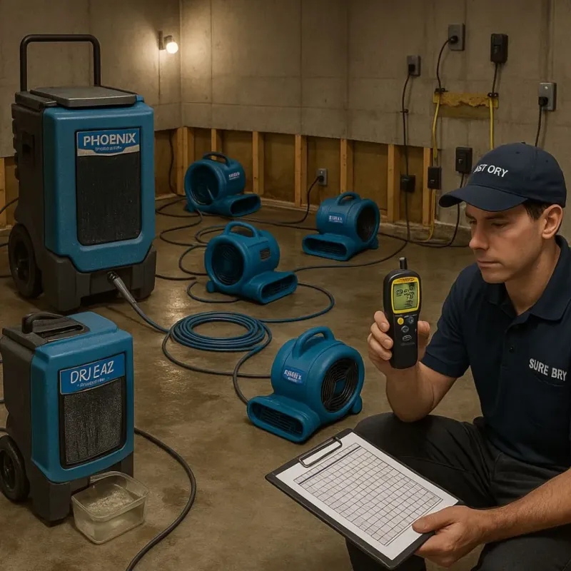 Structural Drying and Dehumidification process in River Grove, IL